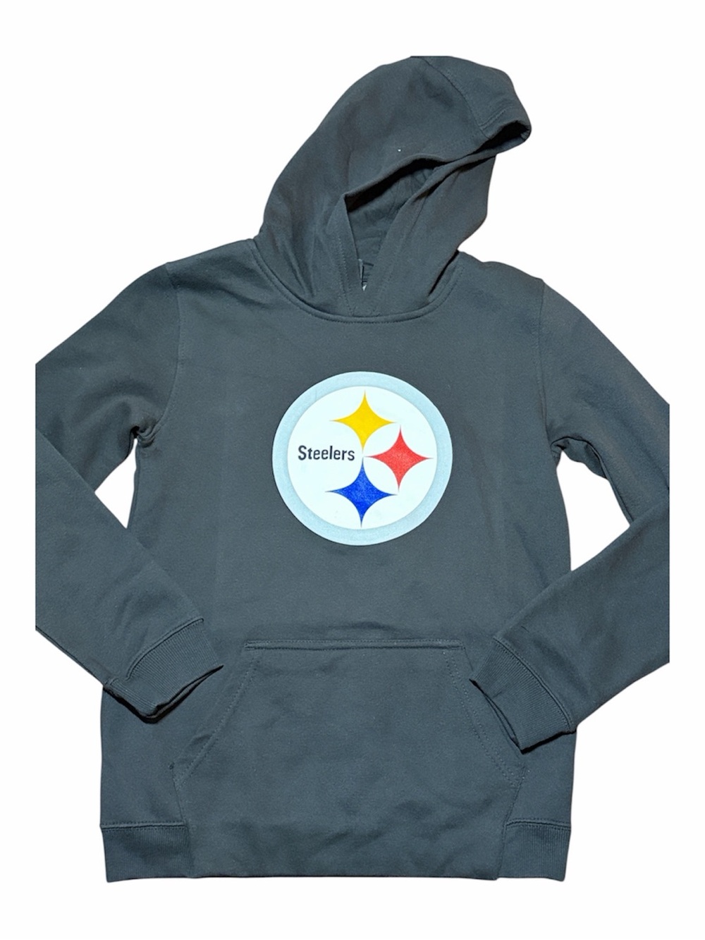 Kids Pittsburgh Steelers Hoodie NFL Logo Fleece Sweatshirt Black Sz L NWT